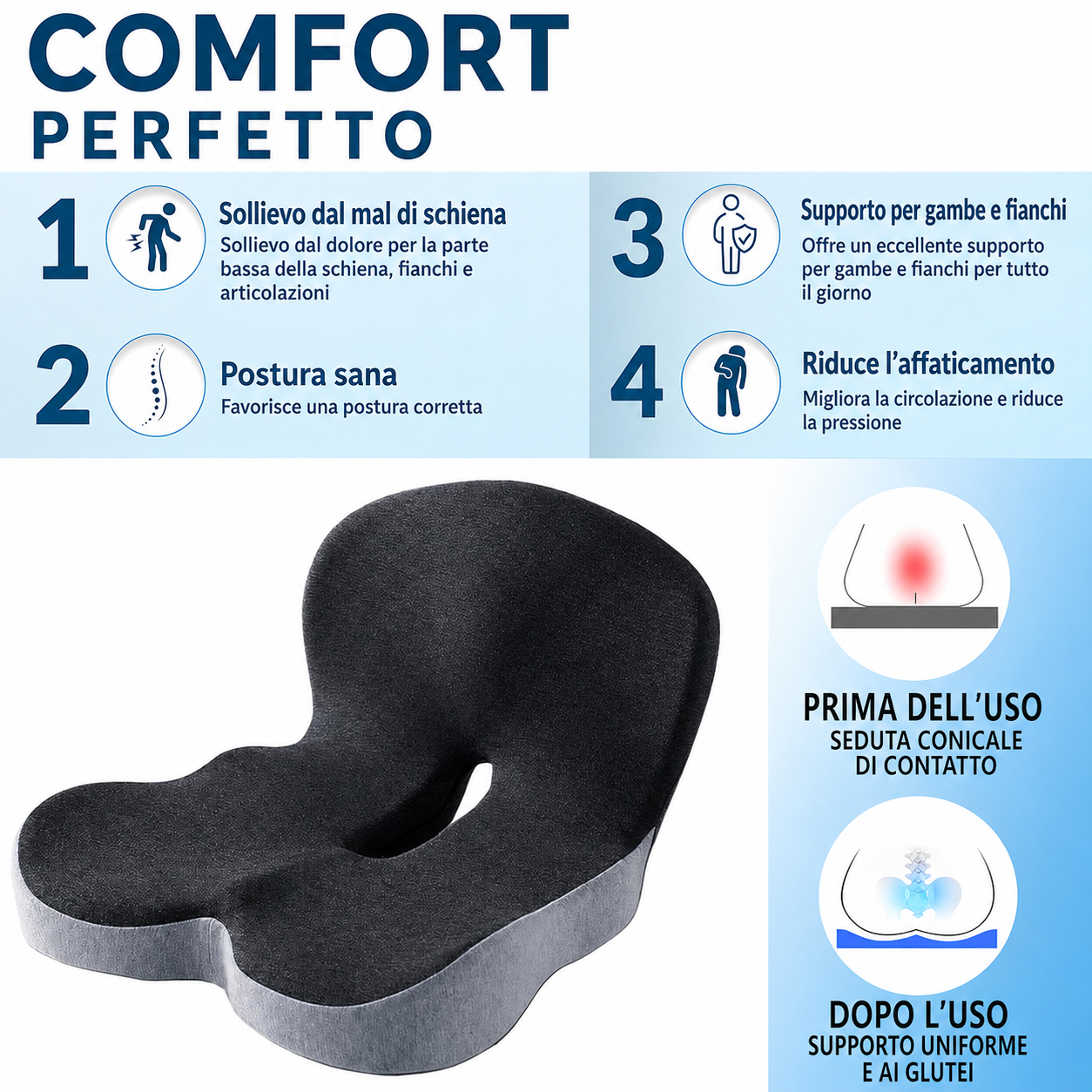 Cuscino Lombare Memory Foam Auto
